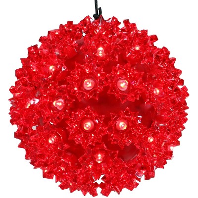 Sunnydaze 5" Electric Plug-In Indoor/Outdoor 50ct LED Lighted Ball Hanging Ornament - Red