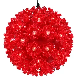 Sunnydaze 5" Electric Plug-In Indoor/Outdoor 50ct LED Lighted Ball Hanging Ornament - Red