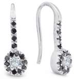 Pompeii3 1/4ct Black Diamond Dangle Drop Studs Earrings 10K White Gold
