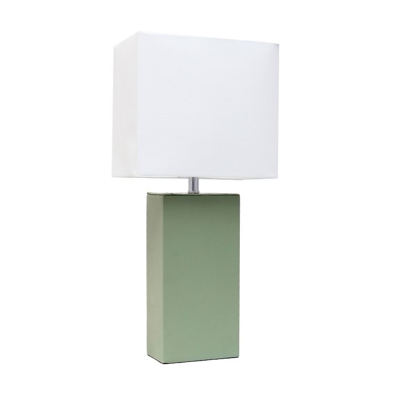 21" Lexington Leather Base Modern Home Decor Bedside Table Lamp with Fabric Shade - Lalia Home, 1 of 13