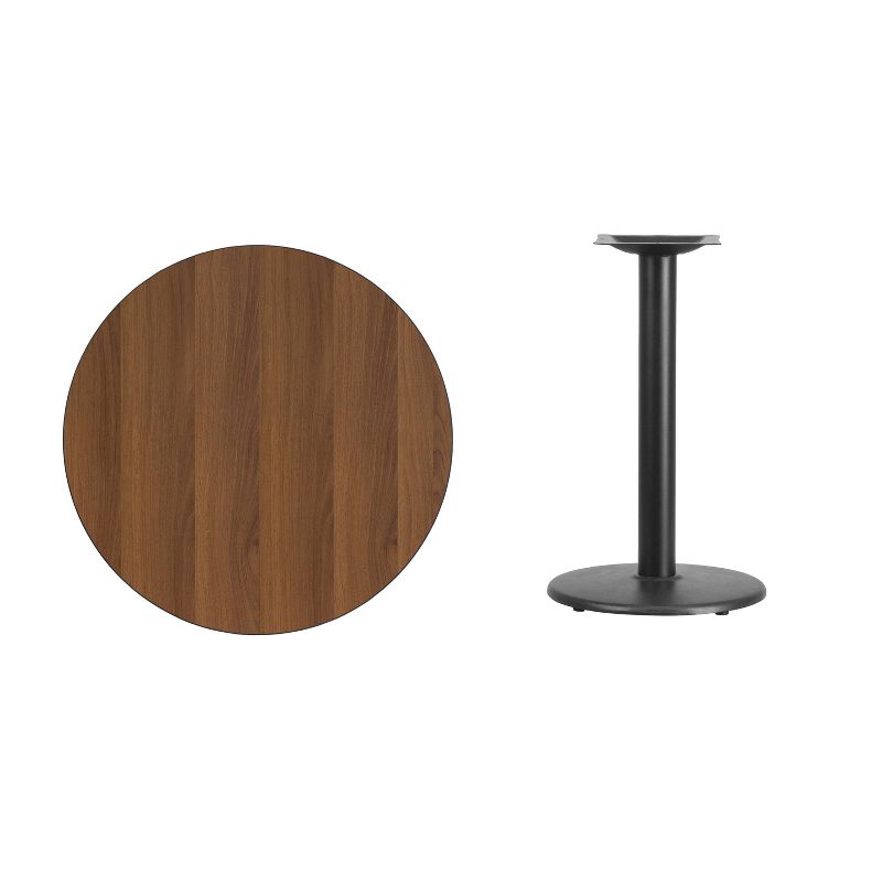 Flash Furniture 30'' Round Walnut Laminate Table Top with 18'' Round Table Height Base, 2 of 3