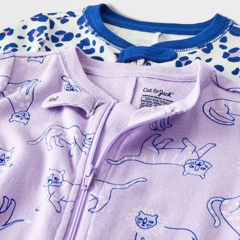 Baby Girls' 4pc Cat & Leopard Spot Union Suits - Cat & Jack™ Purple, 4 of 5
