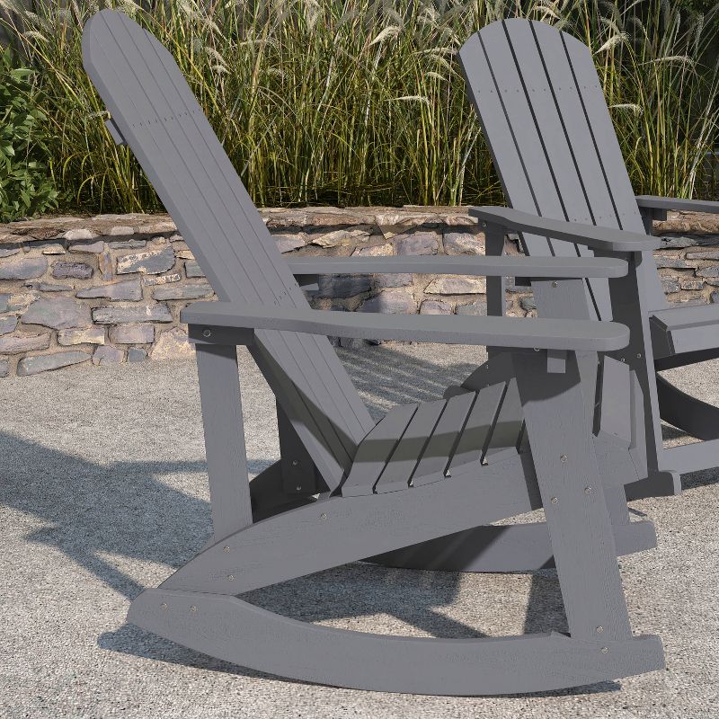 Merrick Lane Set of 2 All-Weather Polyresin Adirondack Rocking Chair with Vertical Slats, 5 of 13