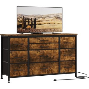10 Drawer Dresser, 55 Inch TV Stand with Power Outlet Entertainment Center, Fabric Drawer Storage for Bedroom, Living Room, Wardrobe - 1 of 4