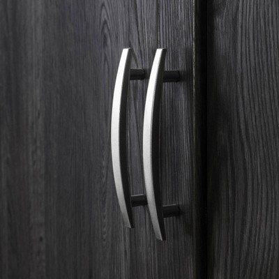 Gray Oak Transitional Wardrobe Armoire with Mirror