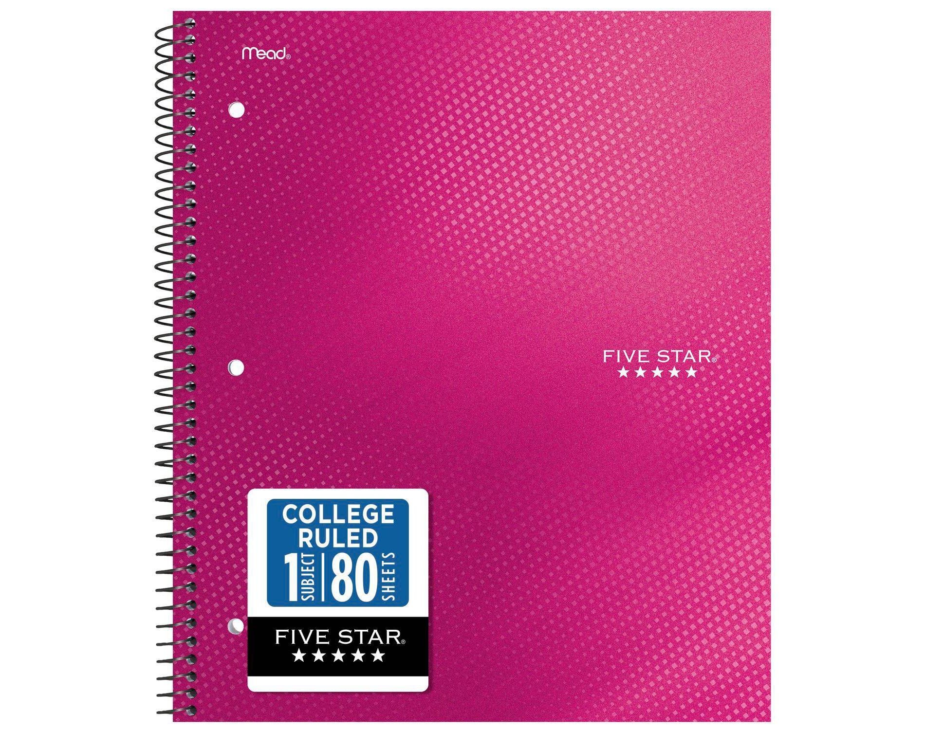 Five Star 8.5"x11" Active College Ruled Notebook Pink