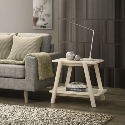 Roundhill Furniture Metz Mid-Century Modern Wood Shelf End Table, Walnut Finish