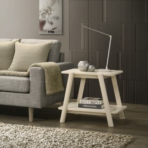 Roundhill Furniture Metz Mid-Century Modern Wood Shelf End Table, Walnut Finish - 1 of 4