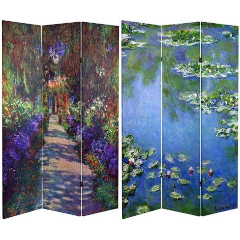 6' Tall Double Sided Works Of Monet Canvas Room Divider Lilies/Garden At  Giverny - Oriental Furniture