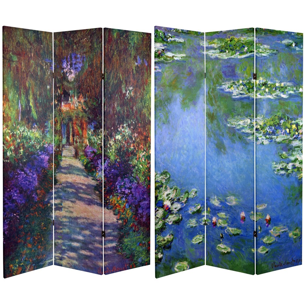 Photos - Other Furniture 6' Tall Double Sided Works Of Monet Canvas Room Divider Lilies/Garden At Giverny - Oriental Furniture: Privacy Screen, No As