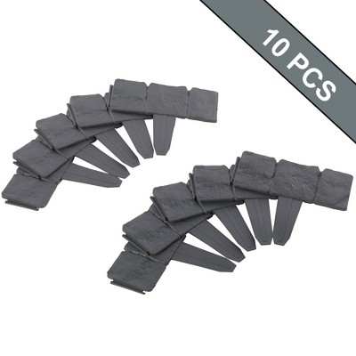 Gray Plastic Cobbled Stone Style Lawn Edging Set