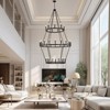 PAKOKULA Modern 36-Light Black 3-Tier Wagon Wheel Farmhouse Industrial Chandelier Rustic Candlestick Pendant Light - 4 of 4