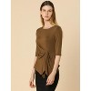 INSPIRE CHIC Women's Casual Asymmetrical Hem Ruched 3/4 Sleeves Round Neck Blouse Top - 2 of 4