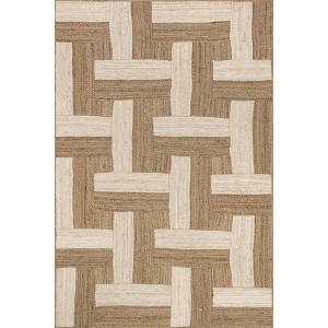 Nuloom Florentina Geometric 5x8 Jute Indoor Area Rug for Dining Room Rug Neutral Rug Living Room Rug Kitchen, Natural/Ivory - 1 of 4