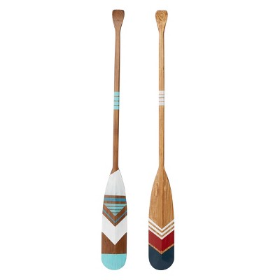 Set Of 2 Wood Paddle Novelty Canoe Oar Wall Decors With Arrow And Stripe  Patterns - Olivia & May : Target