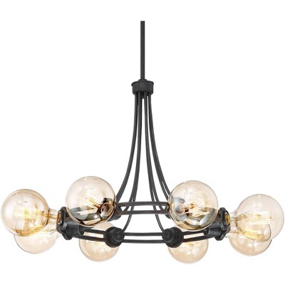 Possini Euro Design Dark Bronze Chandelier 30 1/2" Wide 8-Light Exposed Bulb Fixture for Dining Room House Foyer Kitchen Bedroom