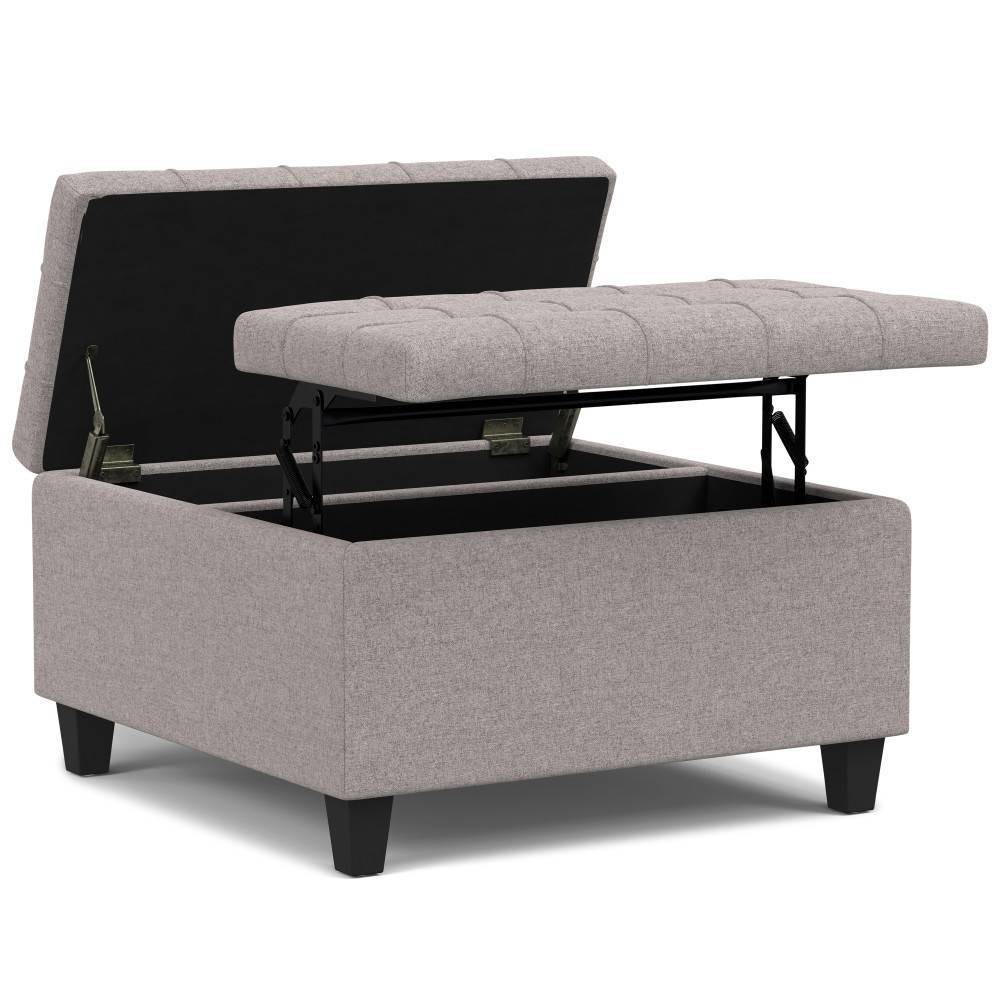 Photos - Pouffe / Bench WyndenHall Elliot Small Square Coffee Table Storage Ottoman Cloud Gray: Up