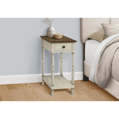 Traditional Brown and White Wood Rectangular Accent Table with Storage