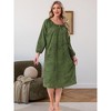 INSPIRE CHIC Womens One-piece Pajamas Shirt Floral Printed Long Sleeve Round Neck Tie Front Nightgown with Pocket - 3 of 4