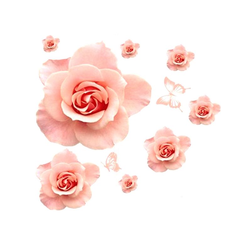 Unique Bargains DIY Rose Flower Pattern Removable Wall Sticker Art Wallpaper Pink, 1 of 4