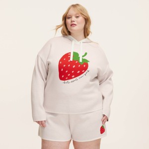 Women's Strawberry Hooded Sweatshirt - kate spade new york x Target Cream - 1 of 4