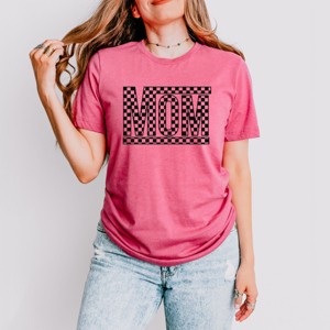 Simply Sage Market Mom Checkered Box Short Sleeve Tee - M - Raspberry - 1 of 4