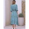 INSPIRE CHIC Women's Boho V-Neck 3/4 Sleeves Smocked Waist Floral Maxi Dresses - 4 of 4