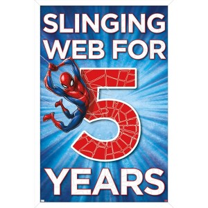 Trends International Marvel Spider-Man - Happy 5th Birthday Framed Wall Poster Prints - 1 of 4