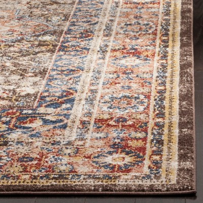 Square Hand-Knotted Blue Bijar Inspired Synthetic Rug