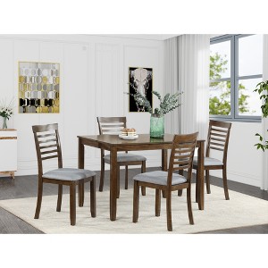 5-Piece Dining Set with Rectangular Wooden Table and 4 Upholstered Chairs - 1 of 4