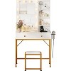 Makeup Vanity Set with Lights & Charging Station, White Vanity Desk with Mirror, Stool, 3-Color LED & Power Outlets, Dressing Table - 3 of 4