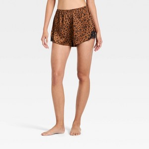 Women's Lace Trim Satin Pajama Shorts - Auden™ - 1 of 3