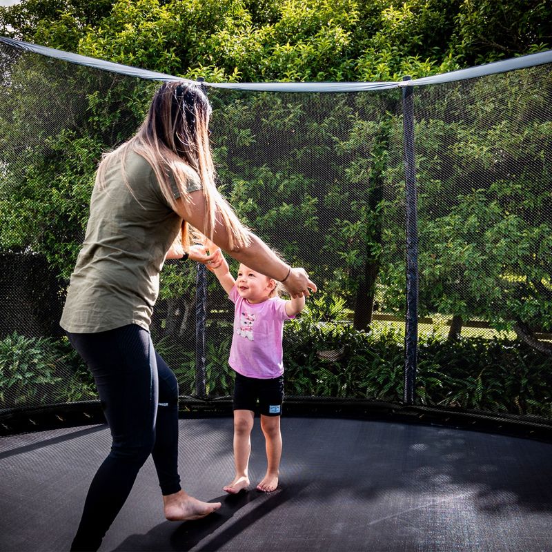 ALLSTAR 12 Ft Round Trampoline for Kids Outdoor Backyard Play Equipment Playset with Net Safety Enclosure and Ladder, Black, 6 of 9