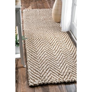 Nuloom Vania Chevron Jute Area Rug, Runner 2' 6" x 8', White - 1 of 4