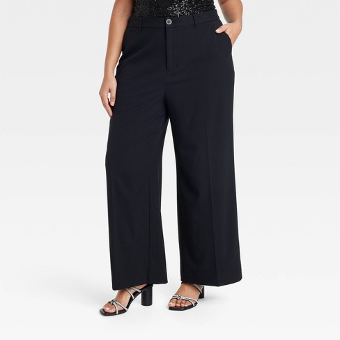 Women's High-Rise Wide Leg Pants - Ava & Viv™ Black 18