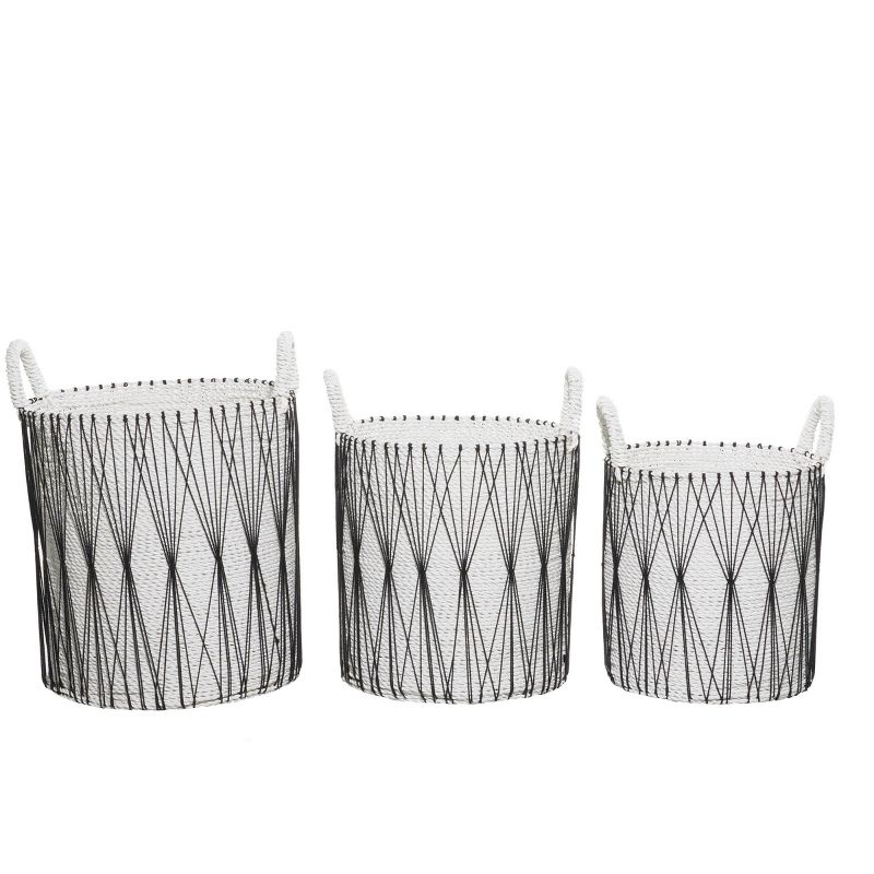 3pk Plastic Natural Storage Baskets White - Olivia &#38; May, 3 of 6