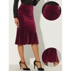 Allegra K Women's Feminine Retro Bodycon High Waist Velvet Fishtail Skirt - 2 of 4
