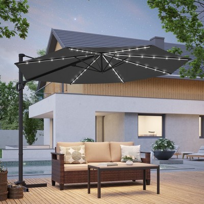Sonkuki 10-ft LED Solar Lights Outdoor Octagon Cantilever Patio Umbrella