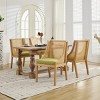 Farmhouse Dining Chair with Rattan High Back and Linen Upholstered Seat for Kitchen Dining Room Living Room-Baofuwish - 3 of 4