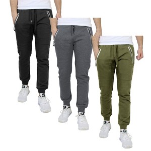 Lyrebird Atelier Men's Slim Fit Fleece Jogger Sweatpants-3 Pack - 1 of 2