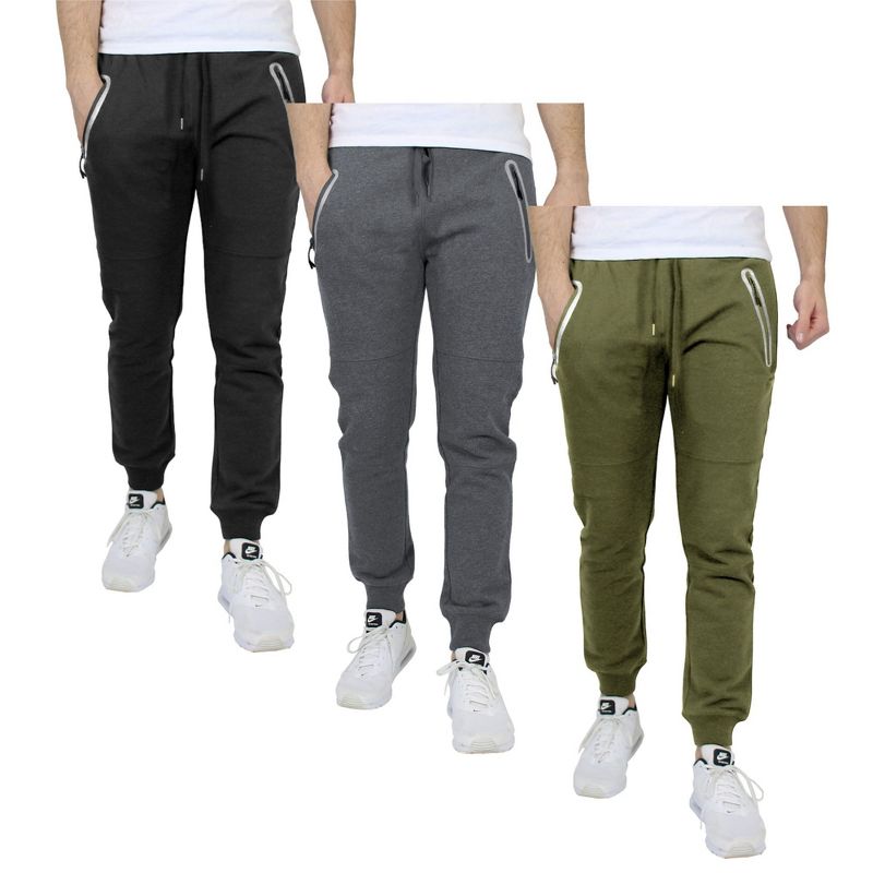 Lyrebird Atelier Men's Slim Fit Fleece Jogger Sweatpants-3 Pack, 1 of 3