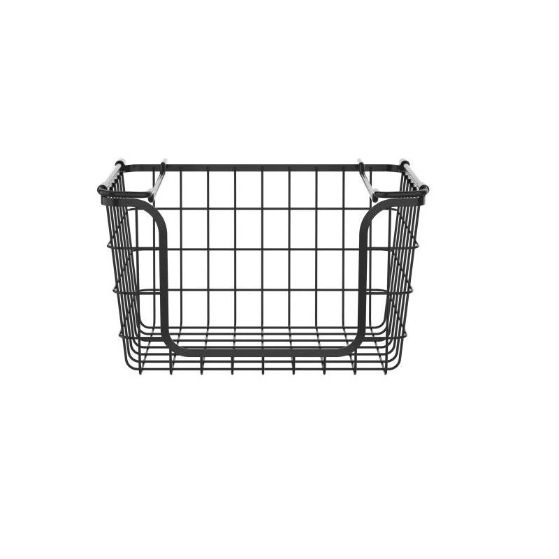 Oceanstar Stackable Metal Wire Storage Basket Set for Pantry, Countertop, Kitchen or Bathroom – Black, Set of 3, 4 of 10