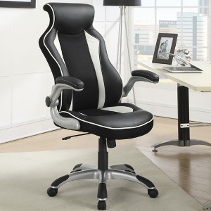 Vynxaria Black and Silver Adjustable Height Office Chair - 1 of 4