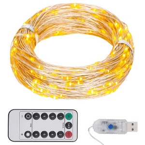 Aghana Digitals 49.2ft Warm White Copper Wire LED String Lights with 8 Modes & Remote for - 1 of 4