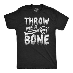 Mens Funny T Shirts Throw Me A Bone Sarcastic Halloween Skeleton Novelty Tee For Men - Crazy Dog Men's T Shirt - 1 of 4