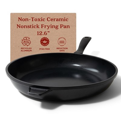 Alva 12.6" Black Aluminum Nonstick Frying Pan with Ceramic Coating