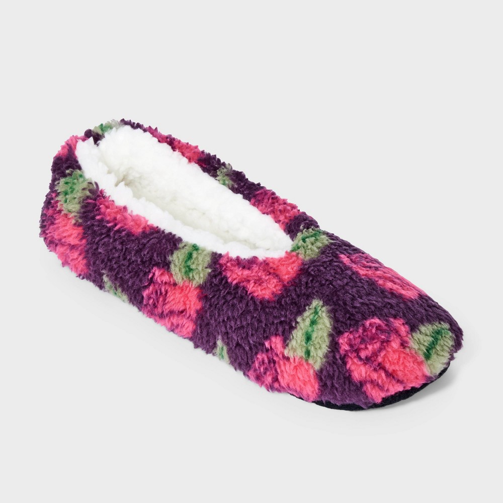 Girls' 'Roses' Slipper Socks - art class™ Purple M/L