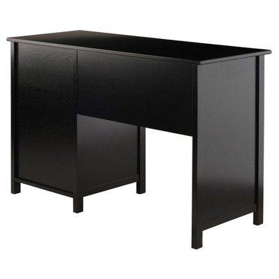 Winsome Transitional Black Wood Home Office Desk with Filing Cabinet