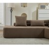 128" Boucle Teddy L-Shaped Sectional Sofa with 2 Throw & 2 Lumbar Pillows - 3 of 4