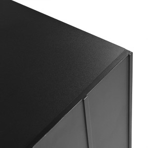 Gulches Cream Style Black Shoe Cabinet - 5 Solid Wood Legs, Wave Doors, Adjustable Shelves, Multifunctional Sideboard for Living Room - 1 of 4